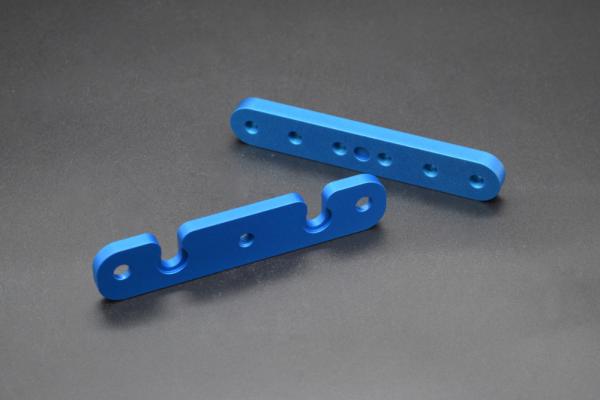 Soft sulfuric blue anodized support bracket
